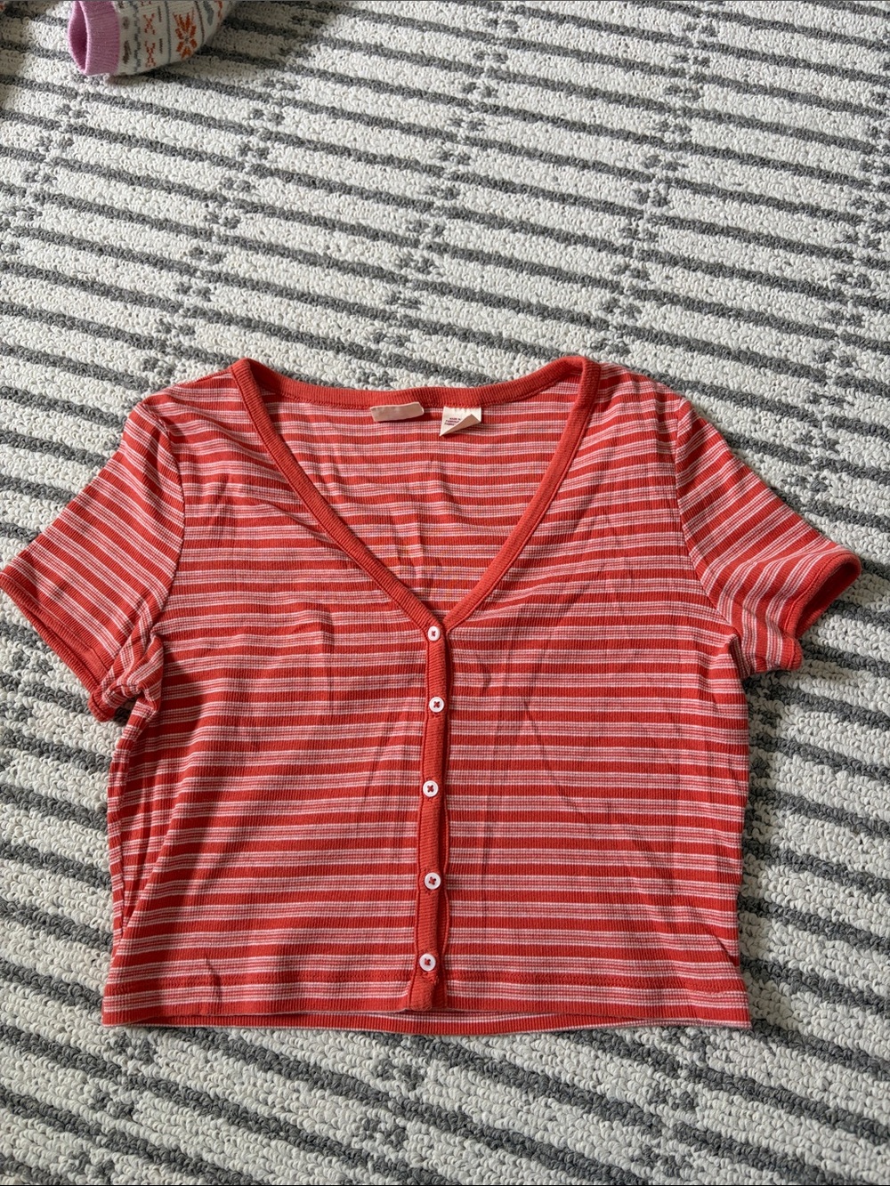 Levi's Orange and White Striped Cropped Tee